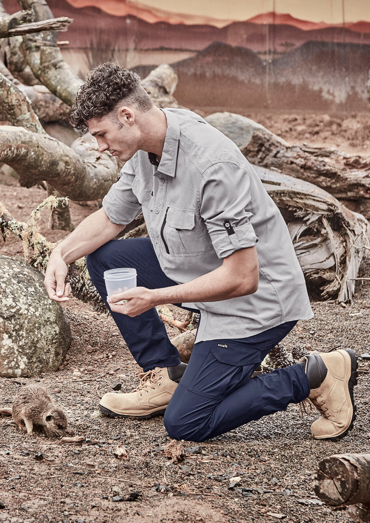Mens Outdoor Long Sleeve Shirt - Stone - Model