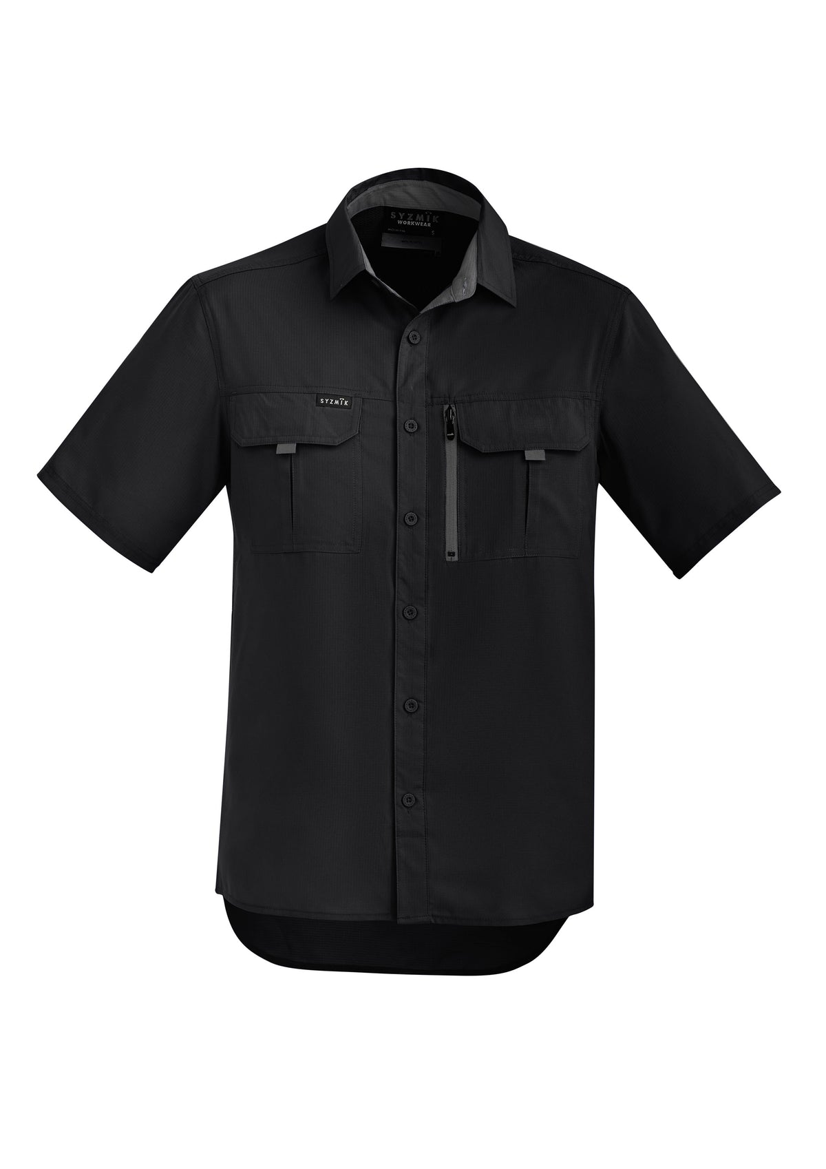 Mens Outdoor Short Sleeve Shirt - Black - Front
