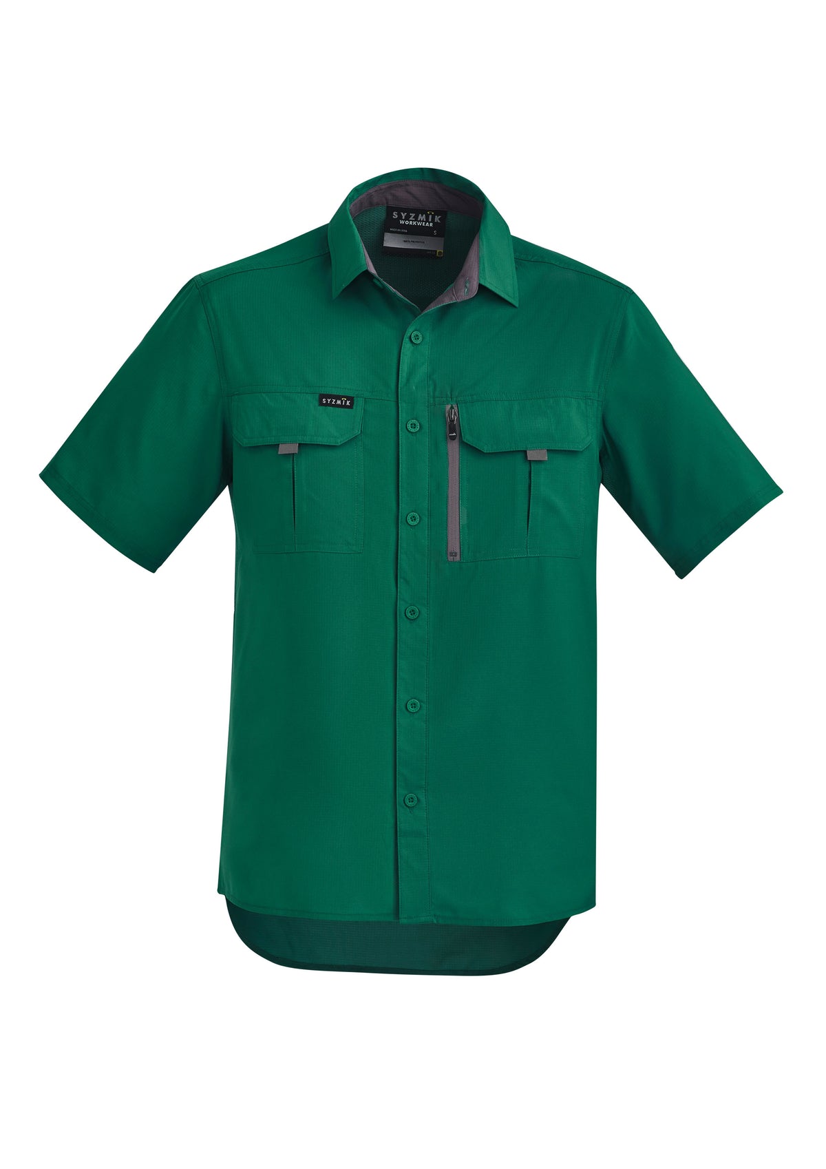 Mens Outdoor Short Sleeve Shirt - Green - Front