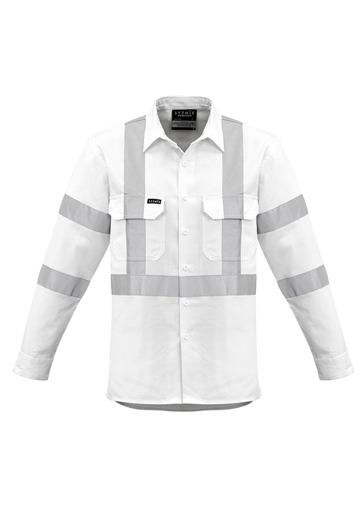 Mens Bio Motion X Back Taped Long Sleeve Shirt - White - Front