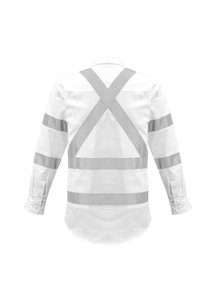 Mens Bio Motion X Back Taped Long Sleeve Shirt - White - Back