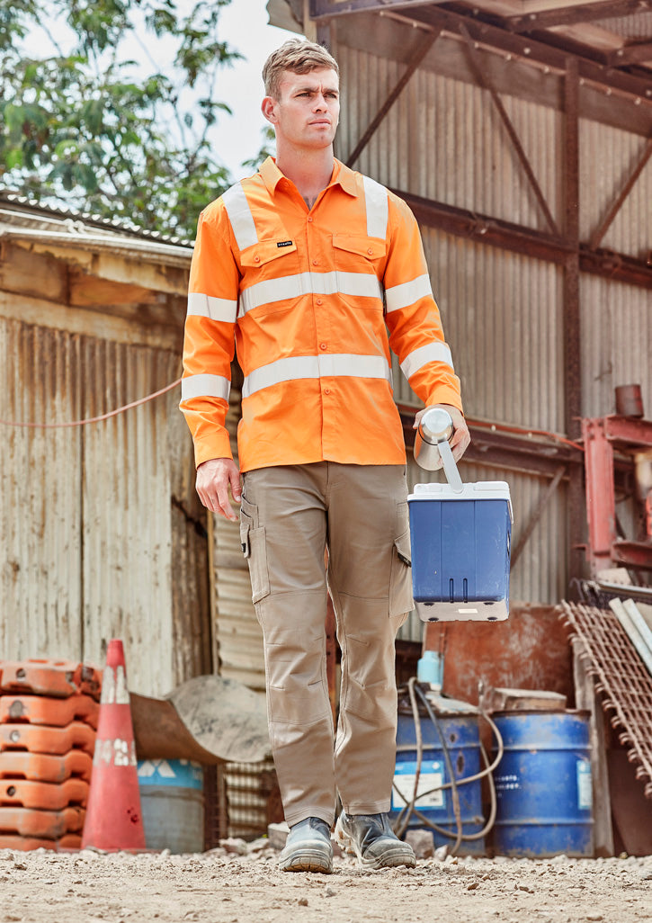 Mens Bio Motion VIC Rail Long Sleeve Shirt - Vic Rail Orange - Model