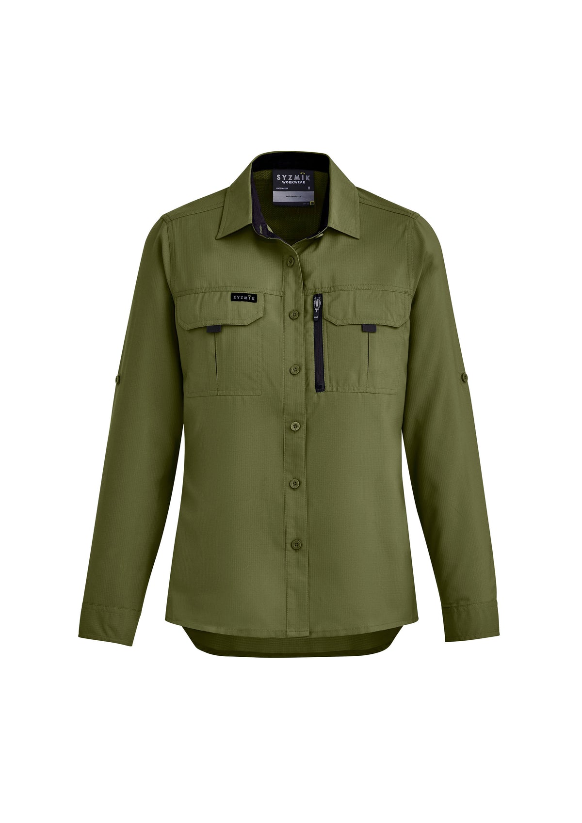 Womens Outdoor Long Sleeve Shirt - Army - Front