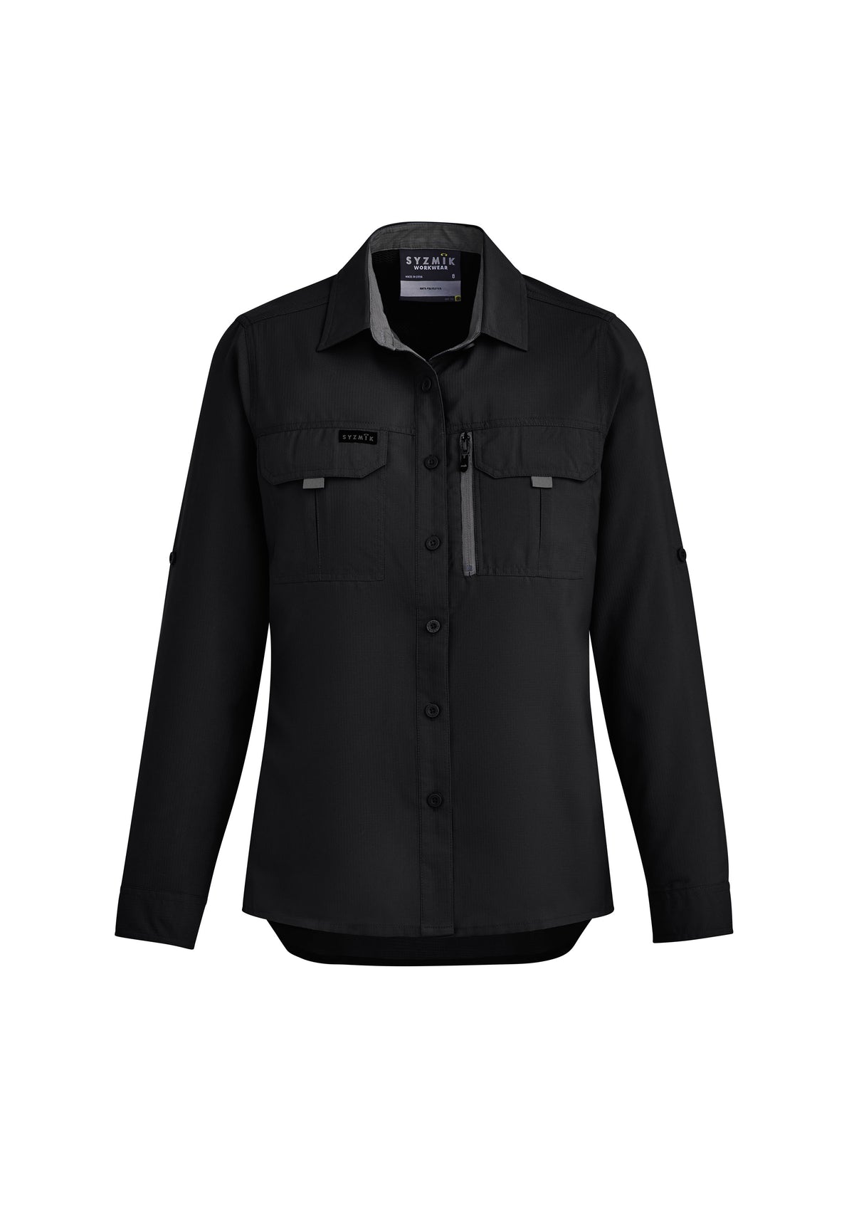 Womens Outdoor Long Sleeve Shirt - Black - Front
