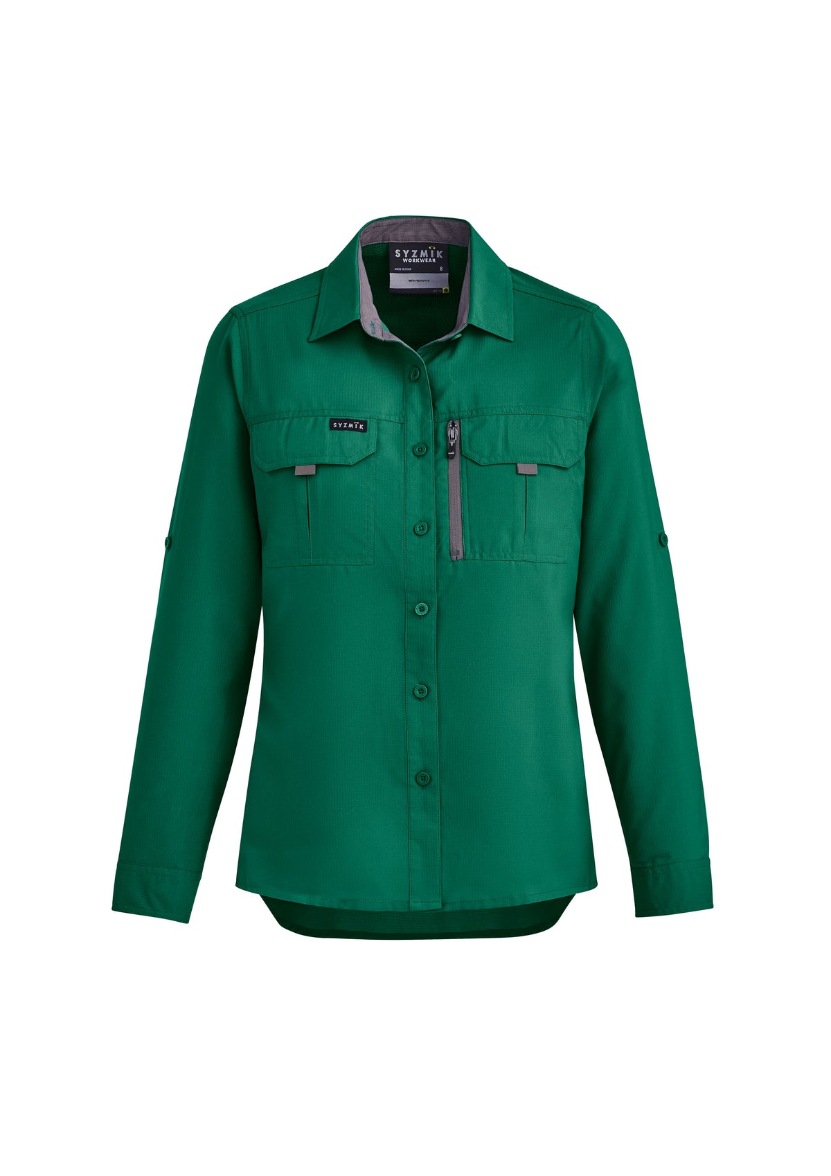 Womens Outdoor Long Sleeve Shirt - Green - Front