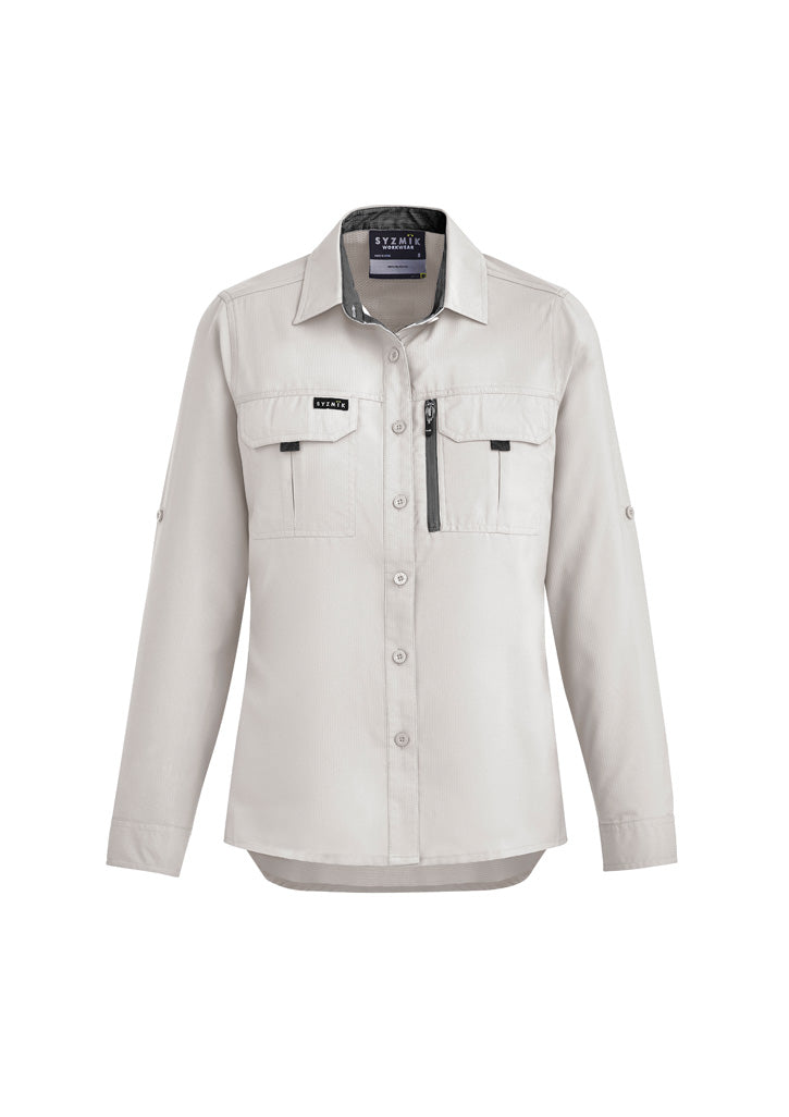 Womens Outdoor Long Sleeve Shirt - Natural - Front