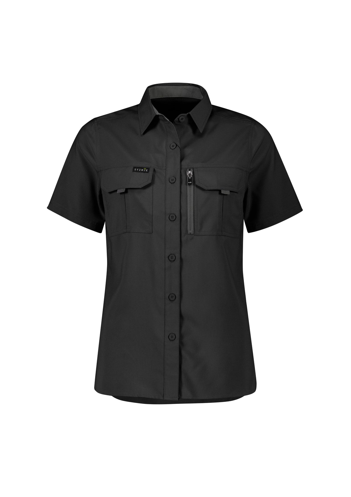 Womens Outdoor Short Sleeve Shirt - Black - Front