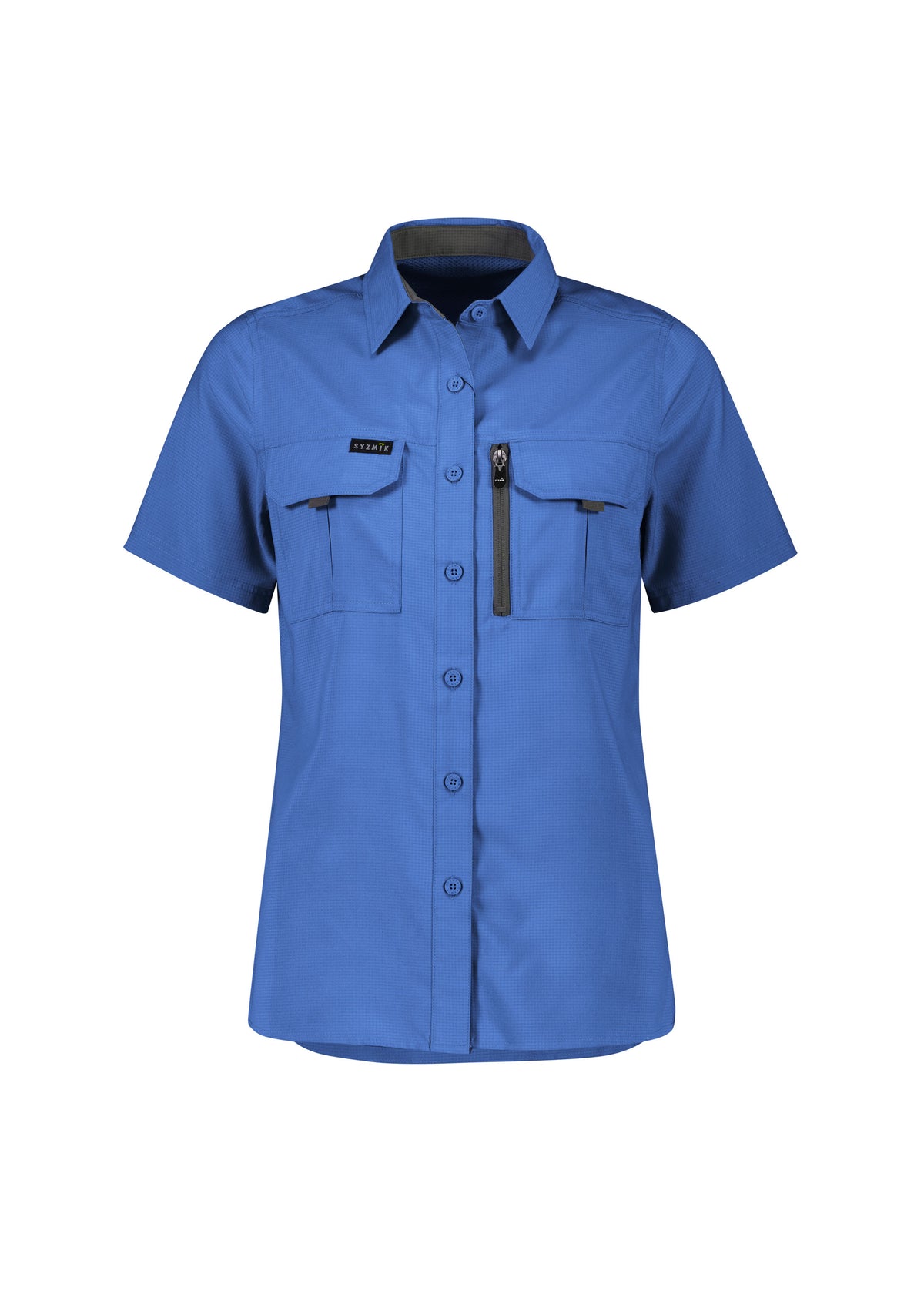 Womens Outdoor Short Sleeve Shirt - Blue - Front