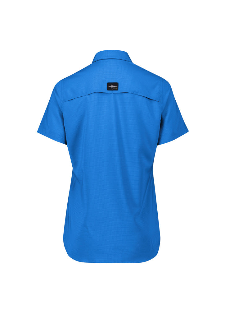 Womens Outdoor Short Sleeve Shirt - Cobalt - Back