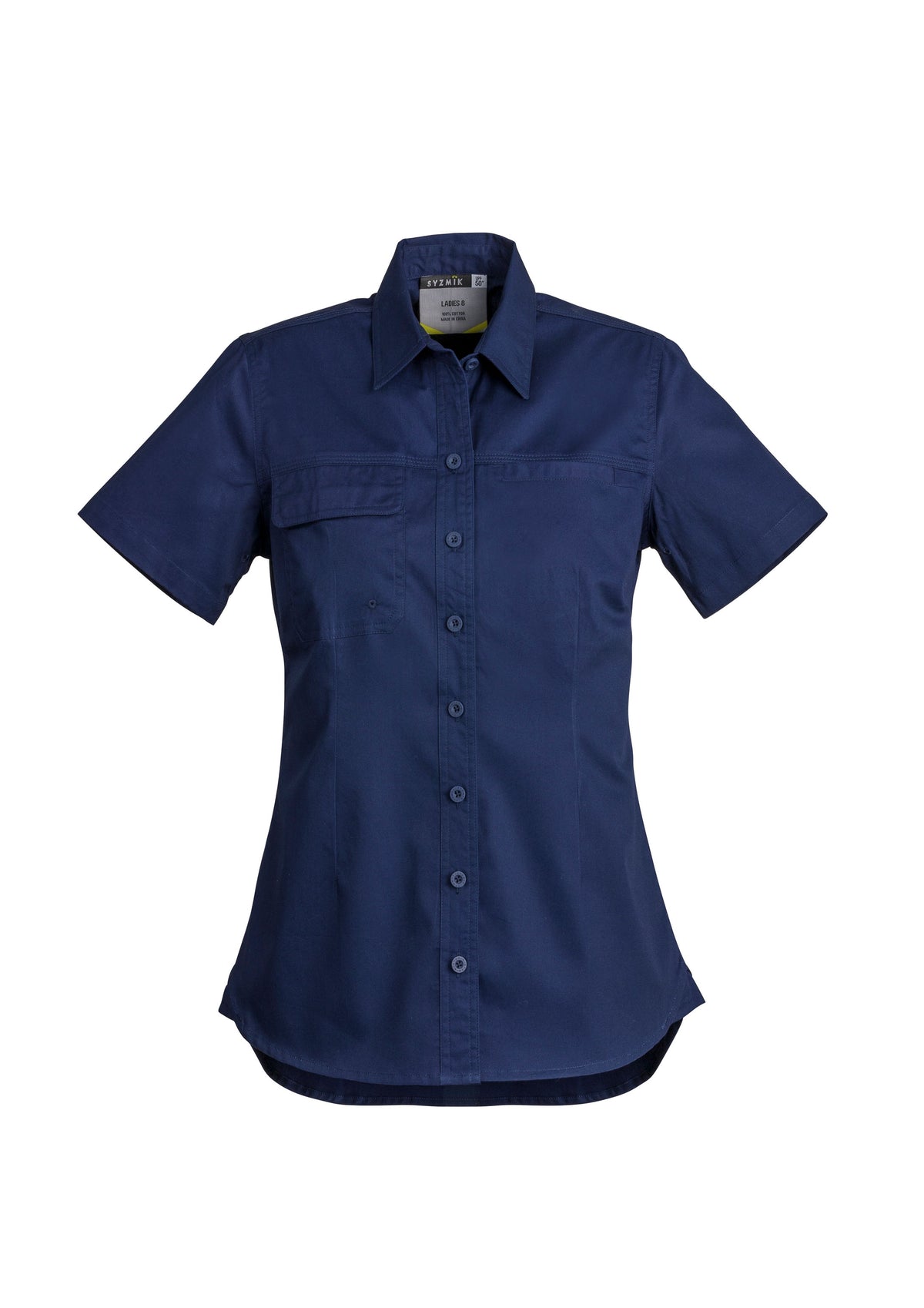 Womens Lightweight Tradie Short Sleeve Shirt - Blue - Front