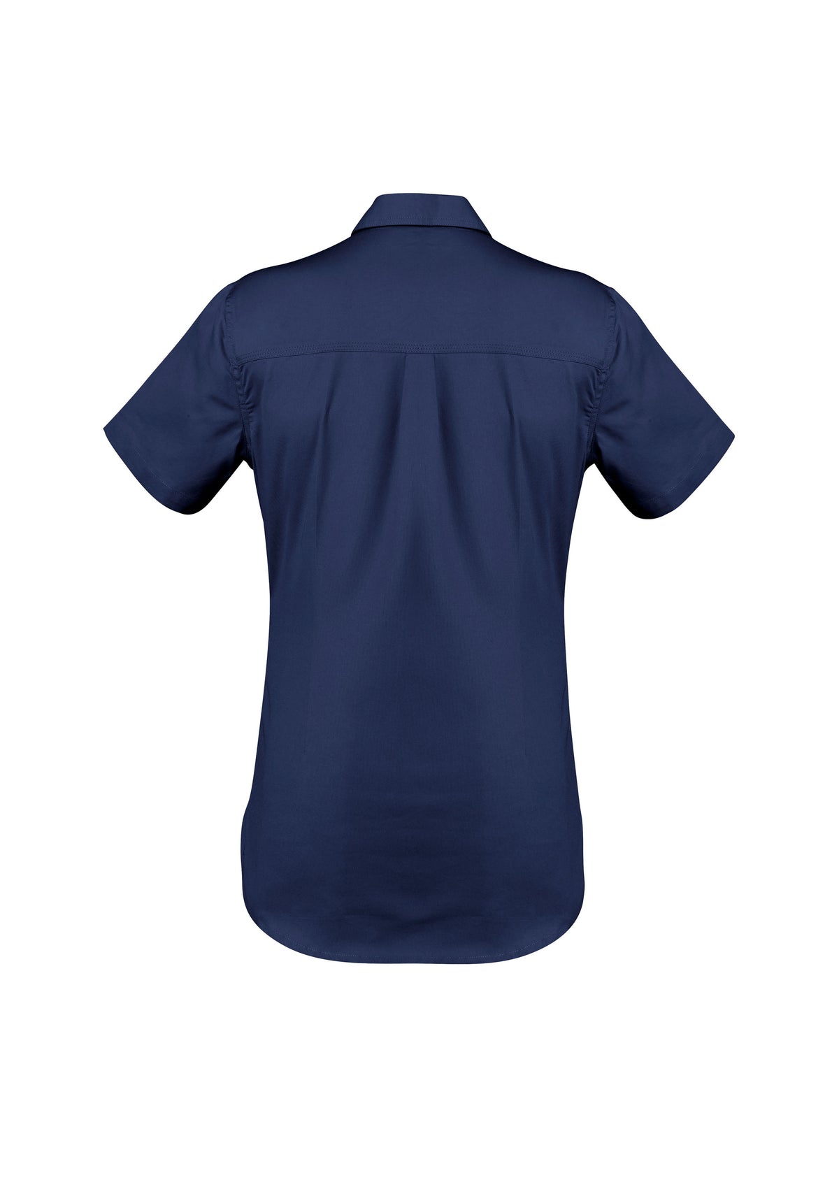 Womens Lightweight Tradie Short Sleeve Shirt - Blue - Back