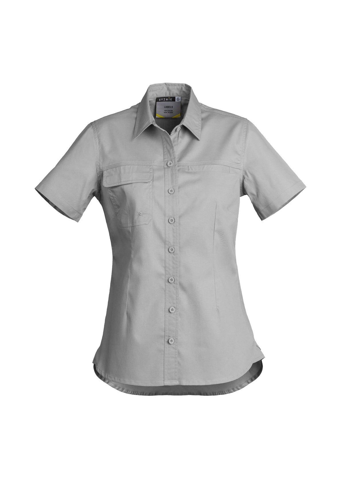 Womens Lightweight Tradie Short Sleeve Shirt - Grey - Front