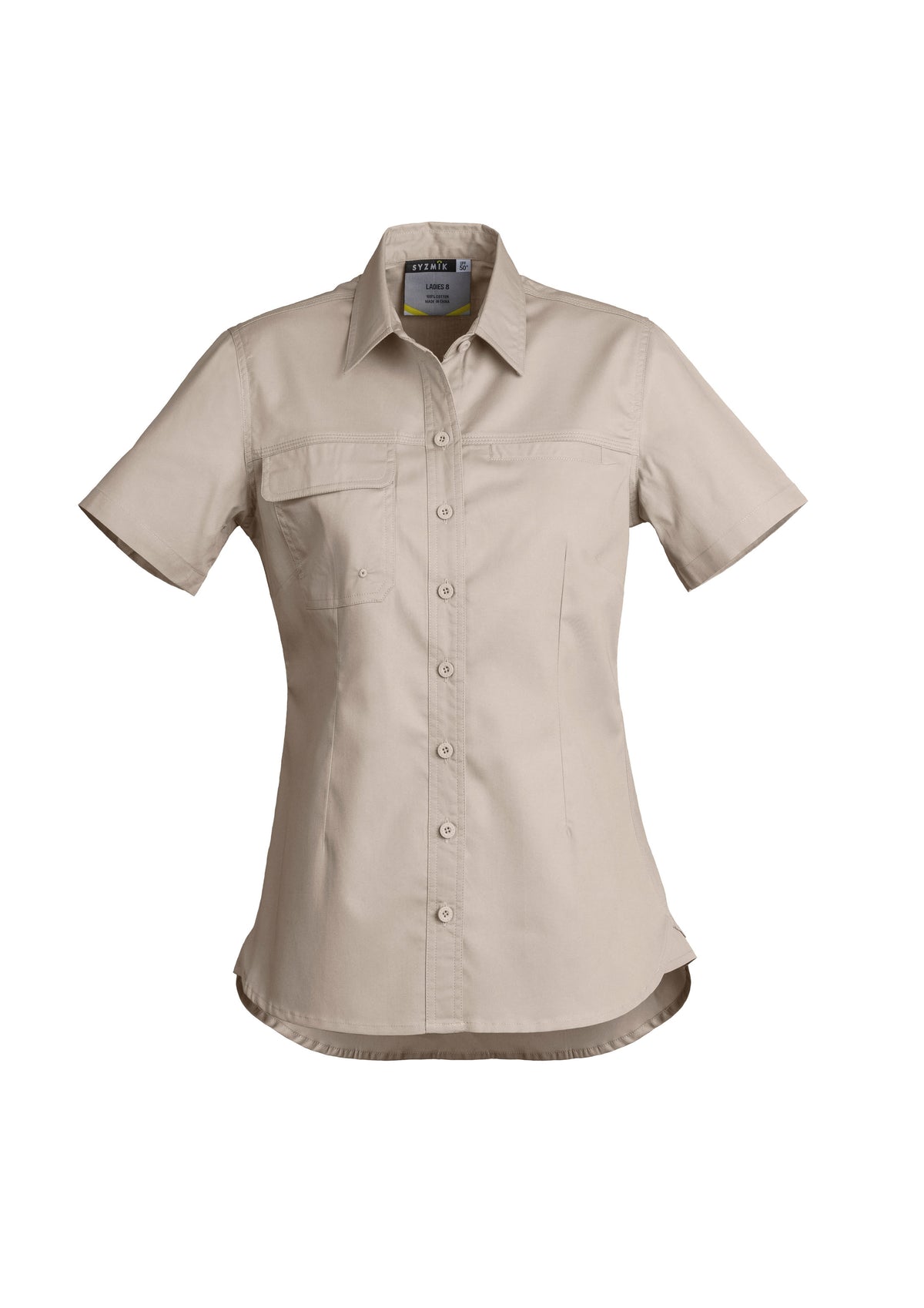 Womens Lightweight Tradie Short Sleeve Shirt - Sand - Front