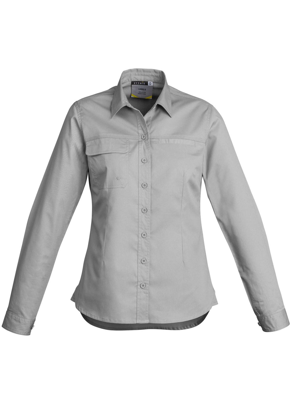 Womens Lightweight Tradie Long Sleeve Shirt - Grey - Front