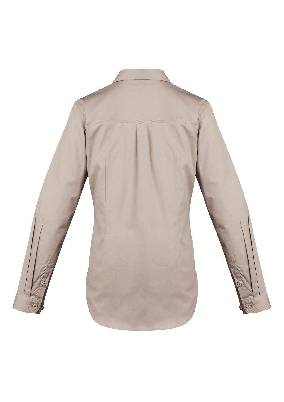 Womens Lightweight Tradie Long Sleeve Shirt - Sand - Back