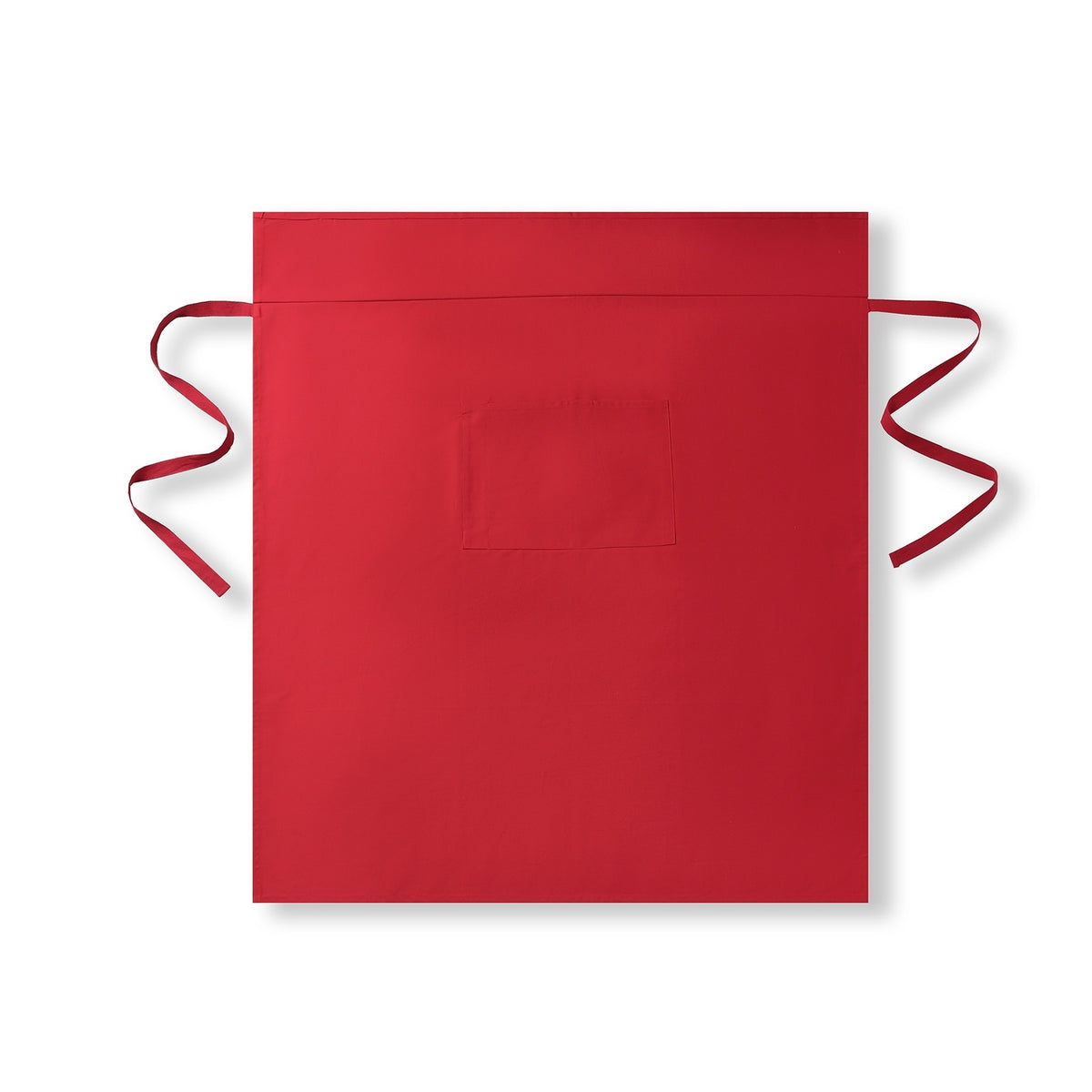 Long Waist Apron - 100% Cotton Canvas - Red - Back