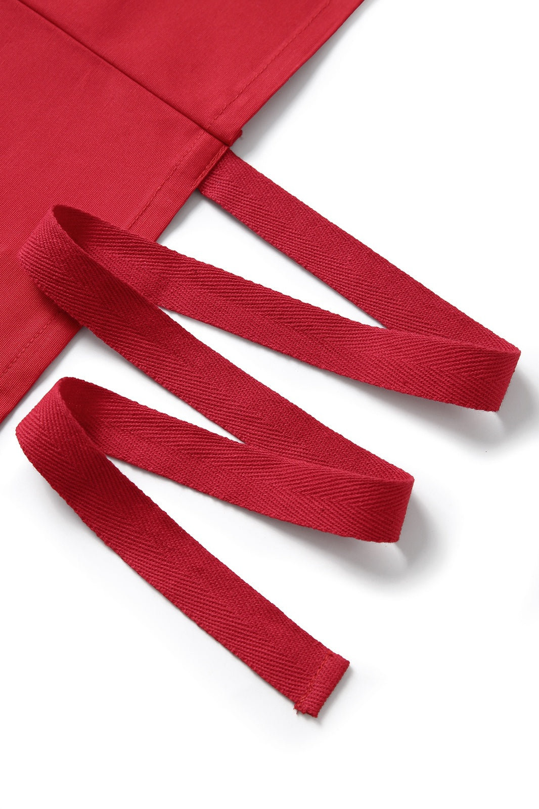 Long Waist Apron - 100% Cotton Canvas - Red - View