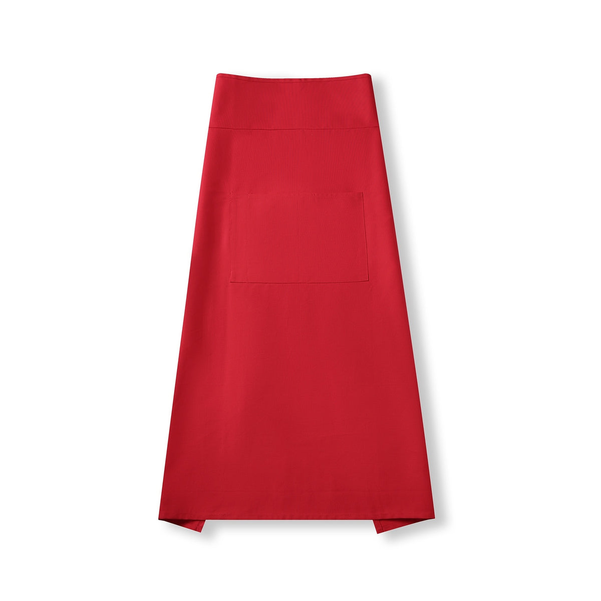 Long Waist Apron - 100% Cotton Canvas - Red - Front