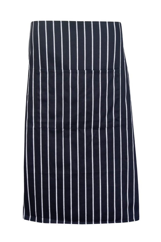 Striped Apron - Full-waist - Black/White - Front