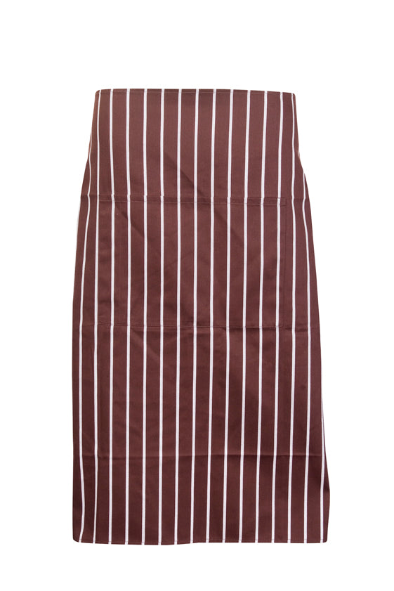 Striped Apron - Full-waist - Brown/White - Front