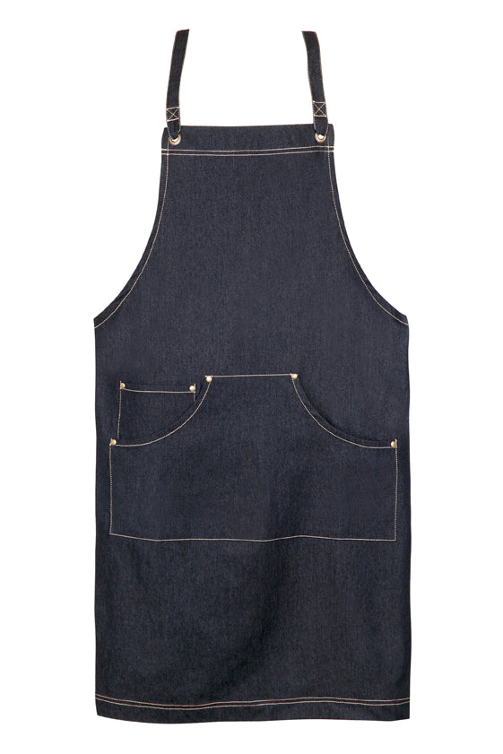 Full Body Cotton/Denim Apron - Black - Front