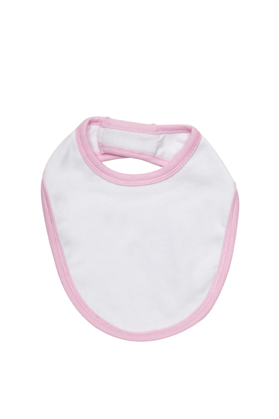 Baby Contrast  Bib - White/Pink - Front