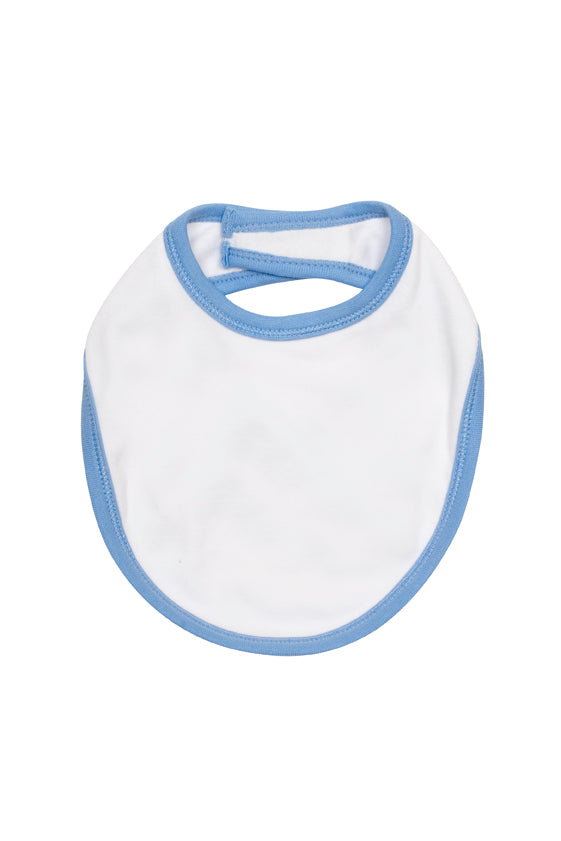 Baby Contrast  Bib - White/Sky Blue - Front