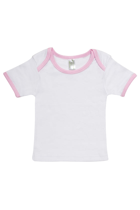 Baby Short Sleeve Tee - White/Pink - Front