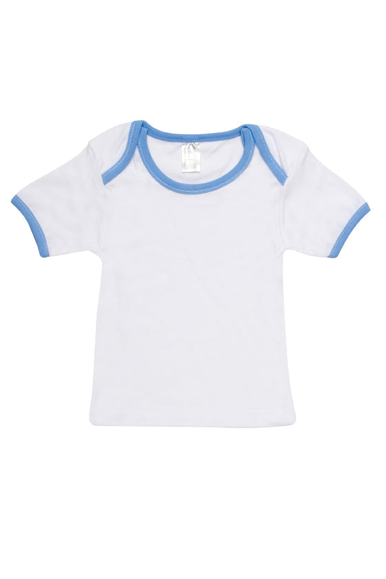 Baby Short Sleeve Tee - White/Sky Blue - Front
