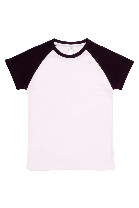 Babies Raglan T-shirt - White/Black - Front