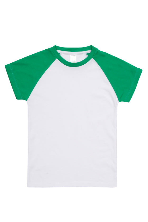 Babies Raglan T-shirt - White/Emerald Green - Front