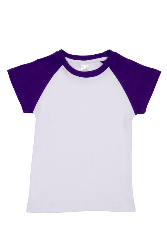 Babies Raglan T-shirt - White/Grape - Front