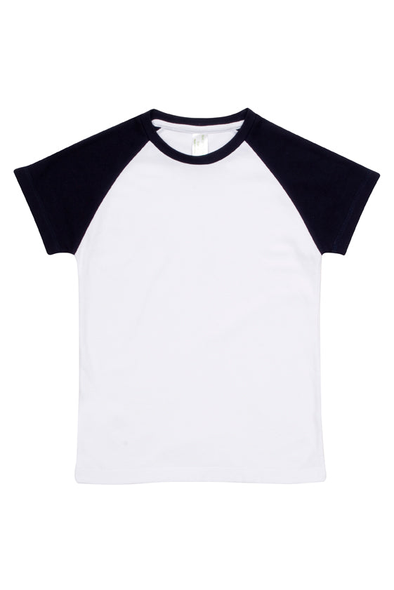 Babies Raglan T-shirt - White/Navy - Front