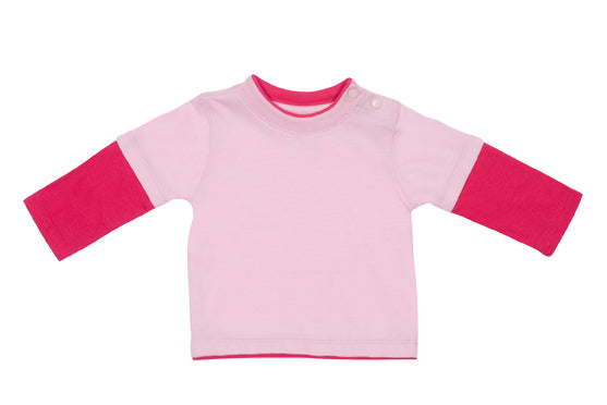 Kid's Double Sleeve T-shirt - Pink/Hot Pink - Front