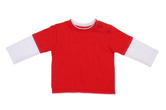 Kid's Double Sleeve T-shirt - Red/White - Front