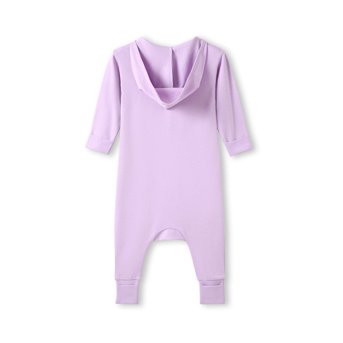Hooded Organic Cotton Baby Suit - New lavender - Back