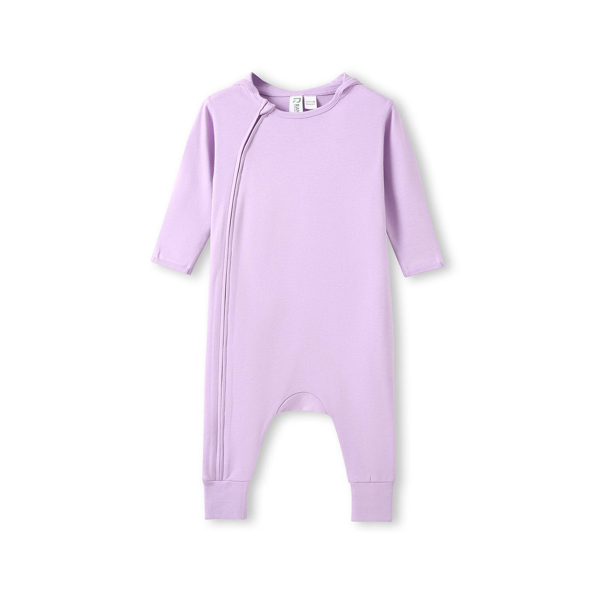 Hooded Organic Cotton Baby Suit - New lavender - Front