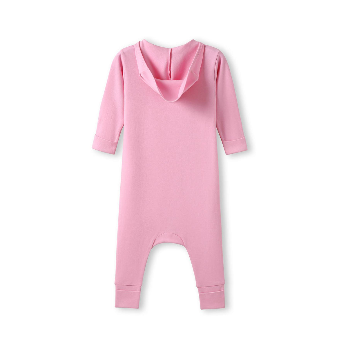 Hooded Organic Cotton Baby Suit - Pink - Back