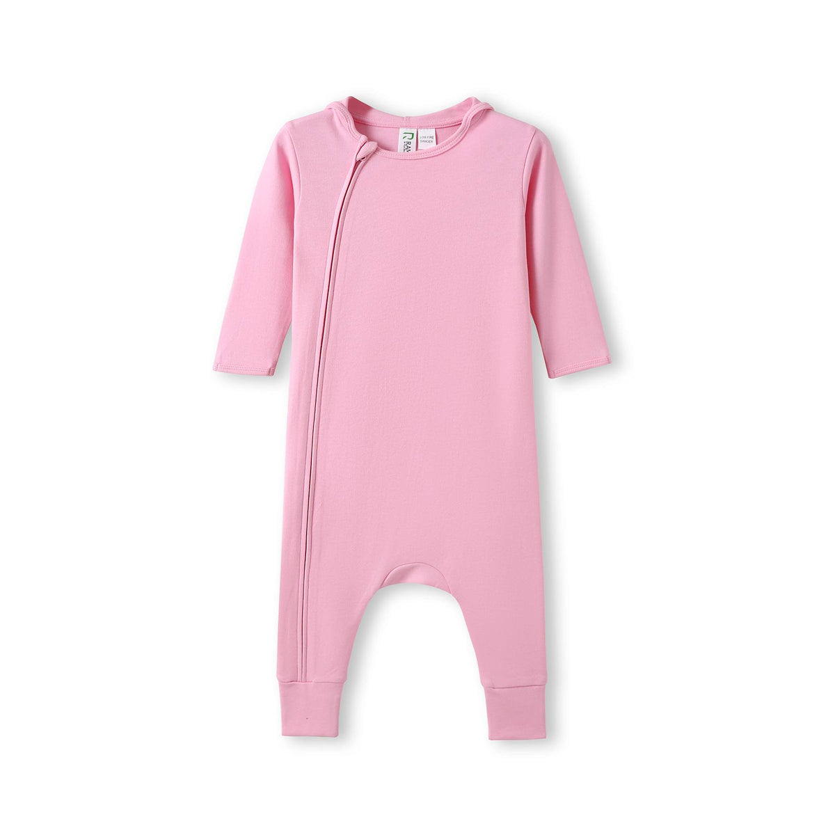Hooded Organic Cotton Baby Suit - Pink - Front