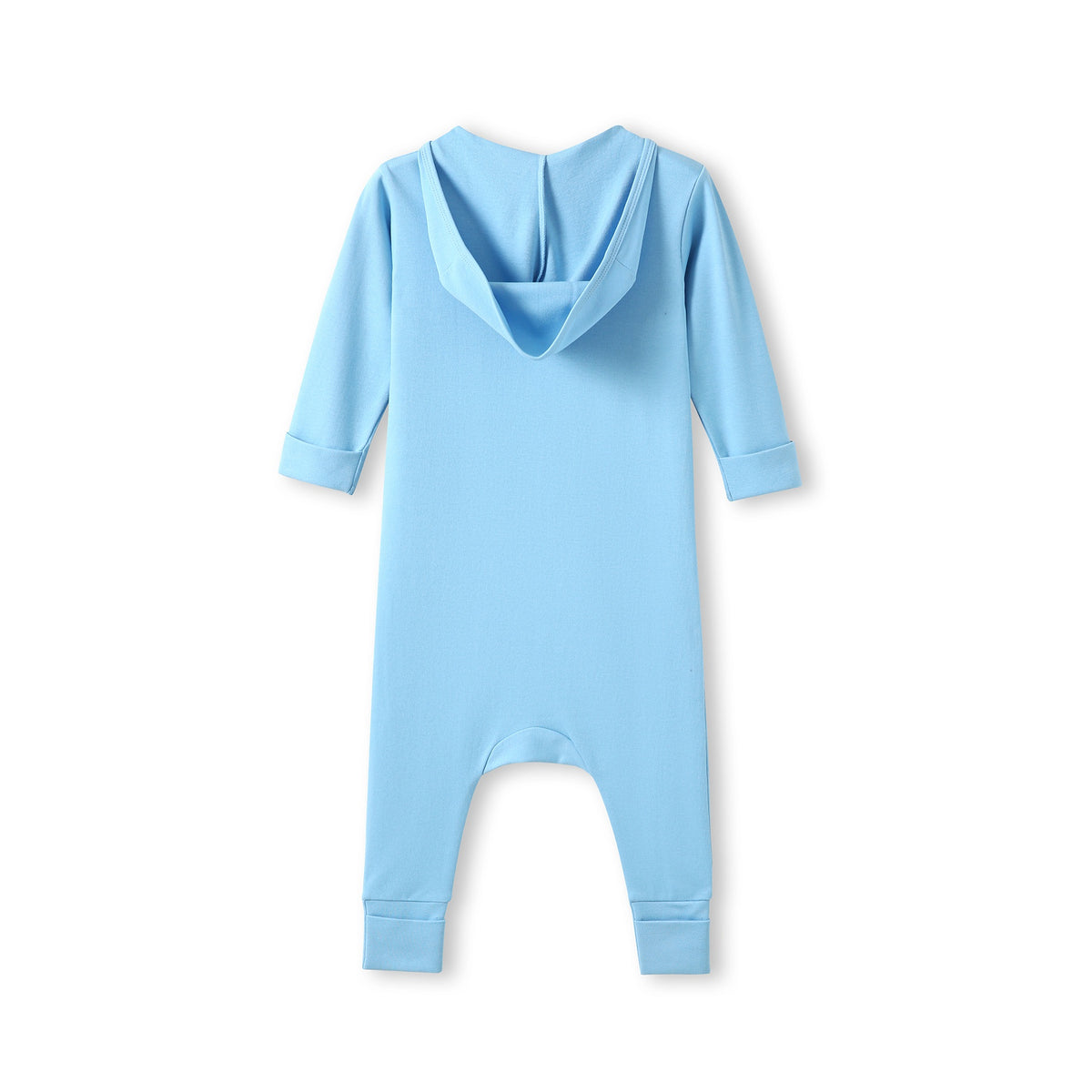 Hooded Organic Cotton Baby Suit - Sky Blue - Back