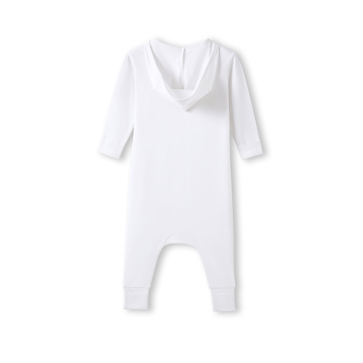 Hooded Organic Cotton Baby Suit - White - Back