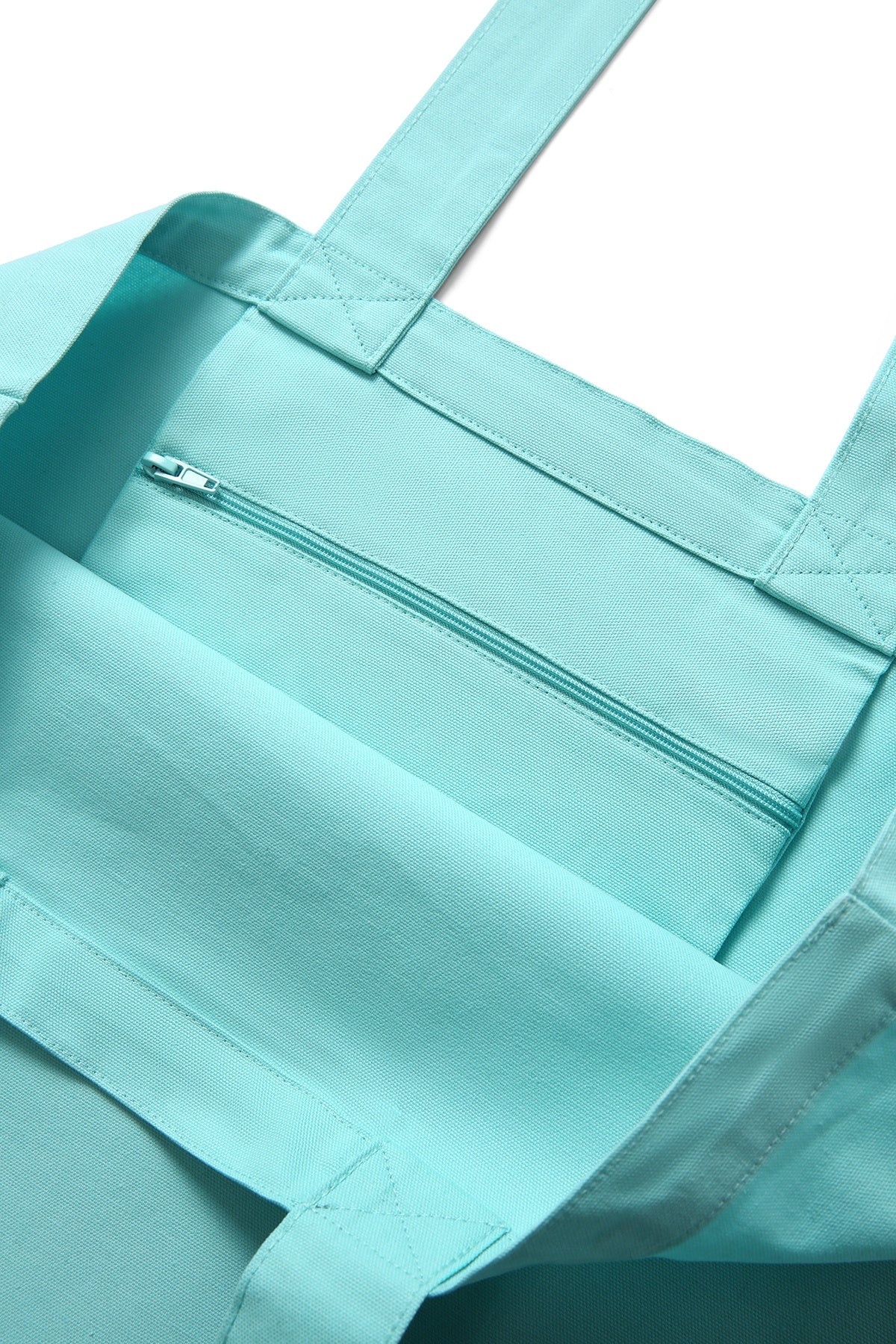 Organic Cotton Tote bag with inner zipper pocket - Aqua - View