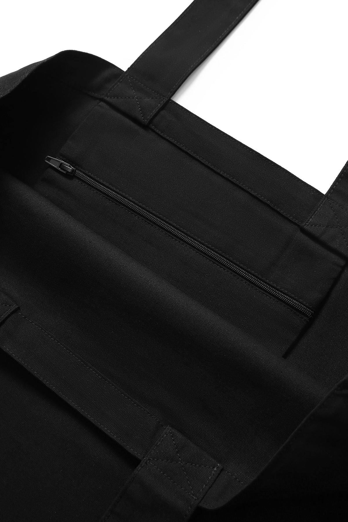 Organic Cotton Tote bag with inner zipper pocket - Black - View