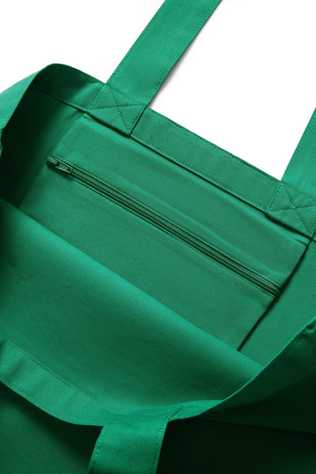 Organic Cotton Tote bag with inner zipper pocket - Kelly Green - View