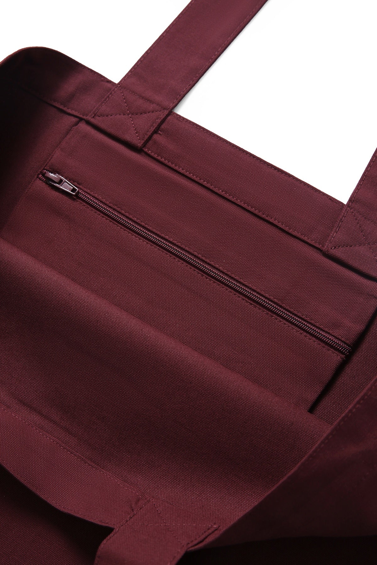 Organic Cotton Tote bag with inner zipper pocket - Maroon - View
