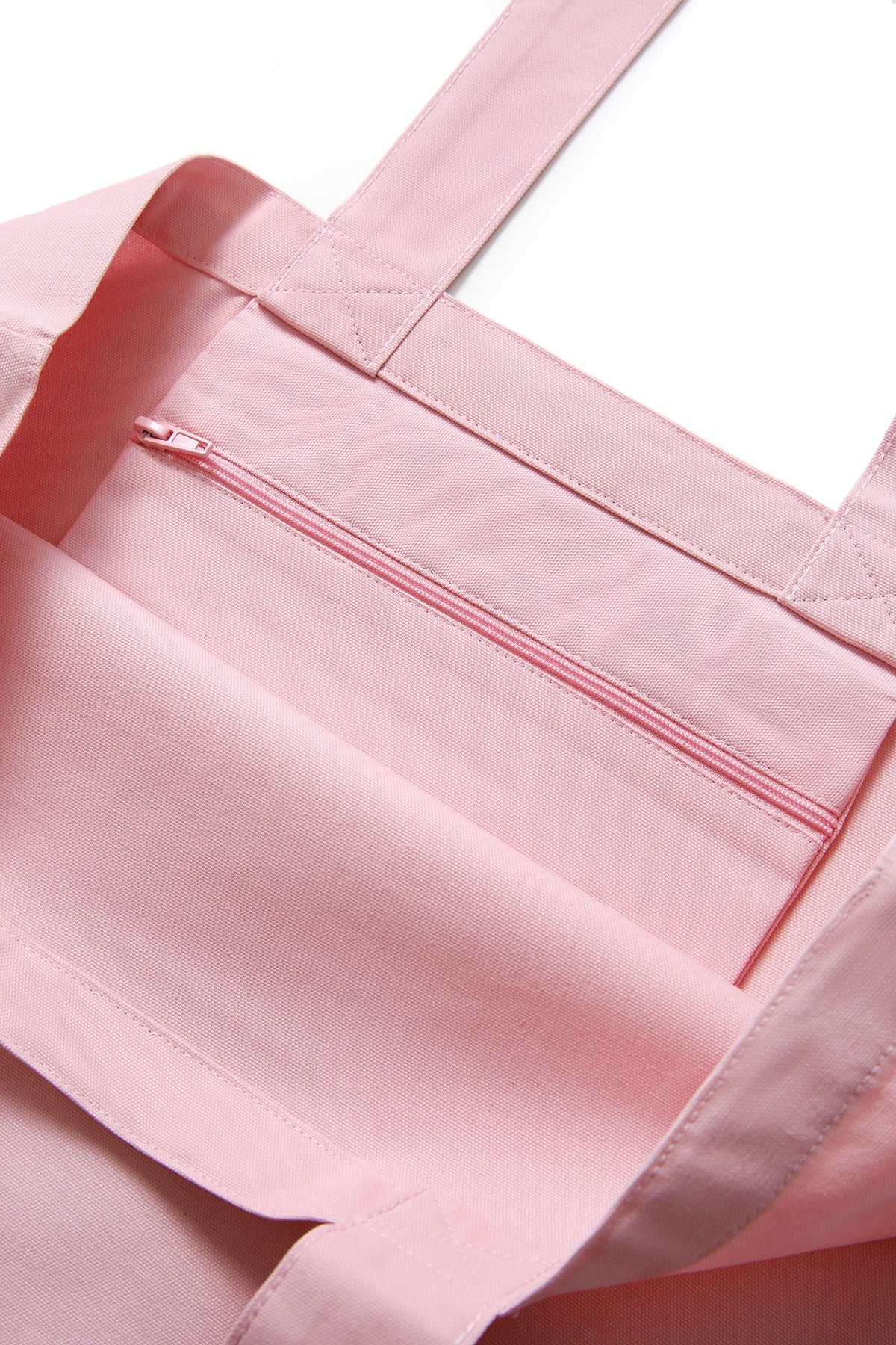 Organic Cotton Tote bag with inner zipper pocket - Pink - View
