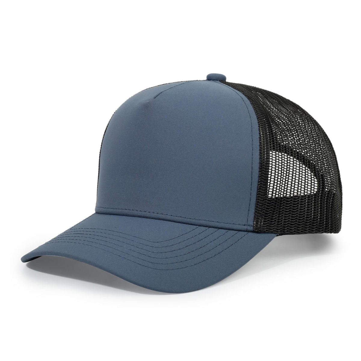 100% poly trucker cap - Black/Charcoal - Front