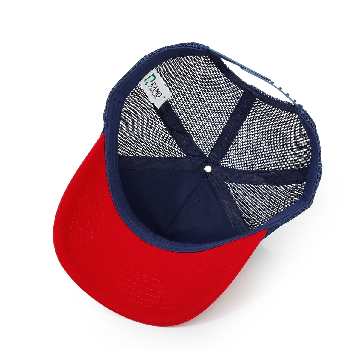 100% poly trucker cap - Navy/Red - View