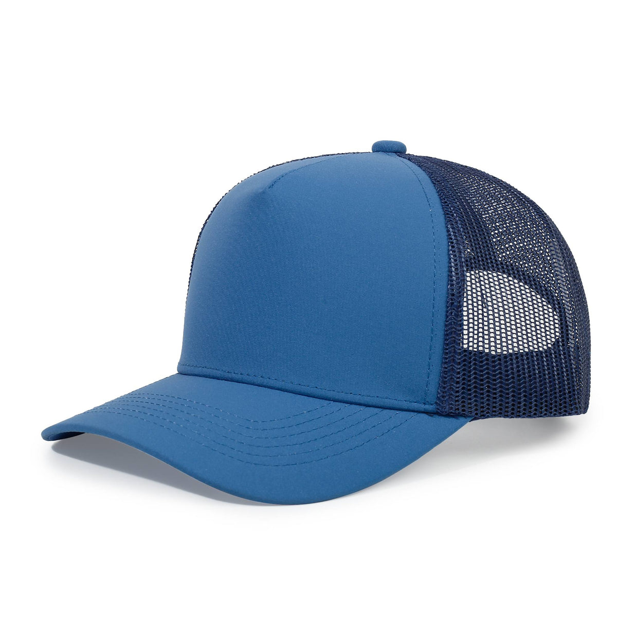 100% poly trucker cap - Navy/Teal - Front