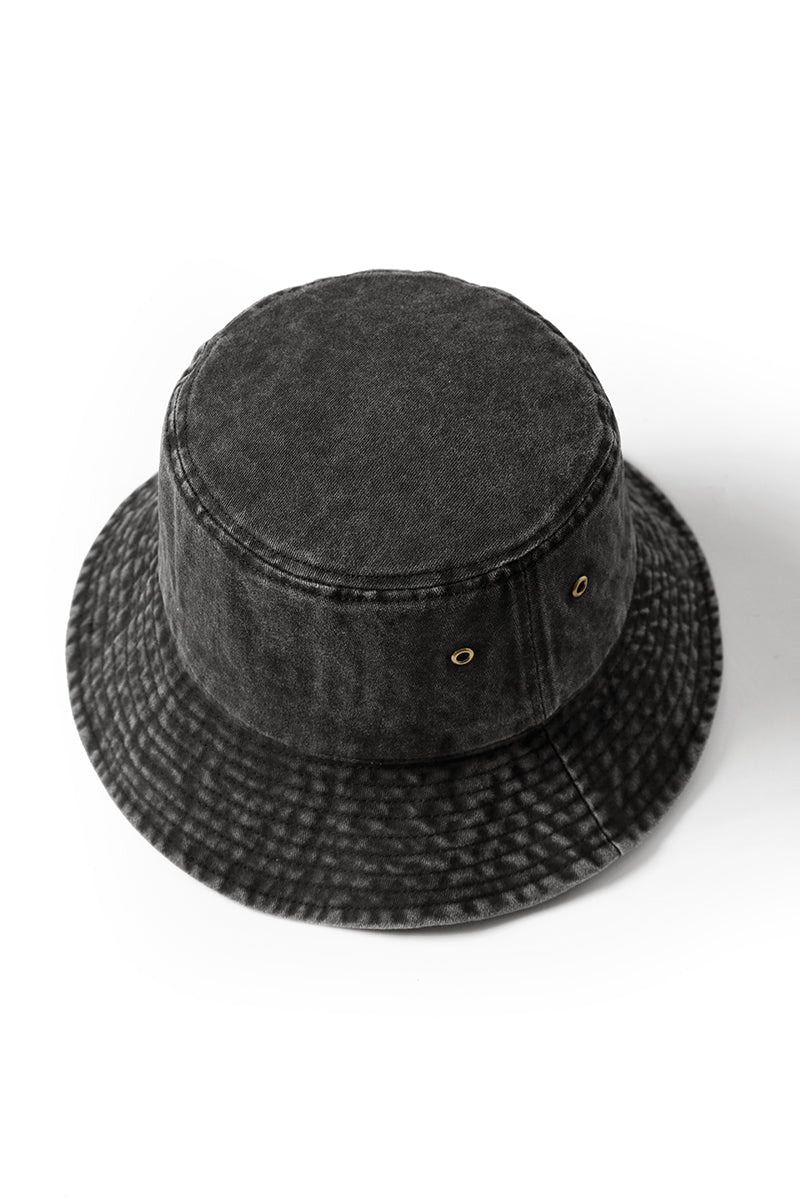 280gsm 100% cotton drill washed bucket hat - Black Faded - View